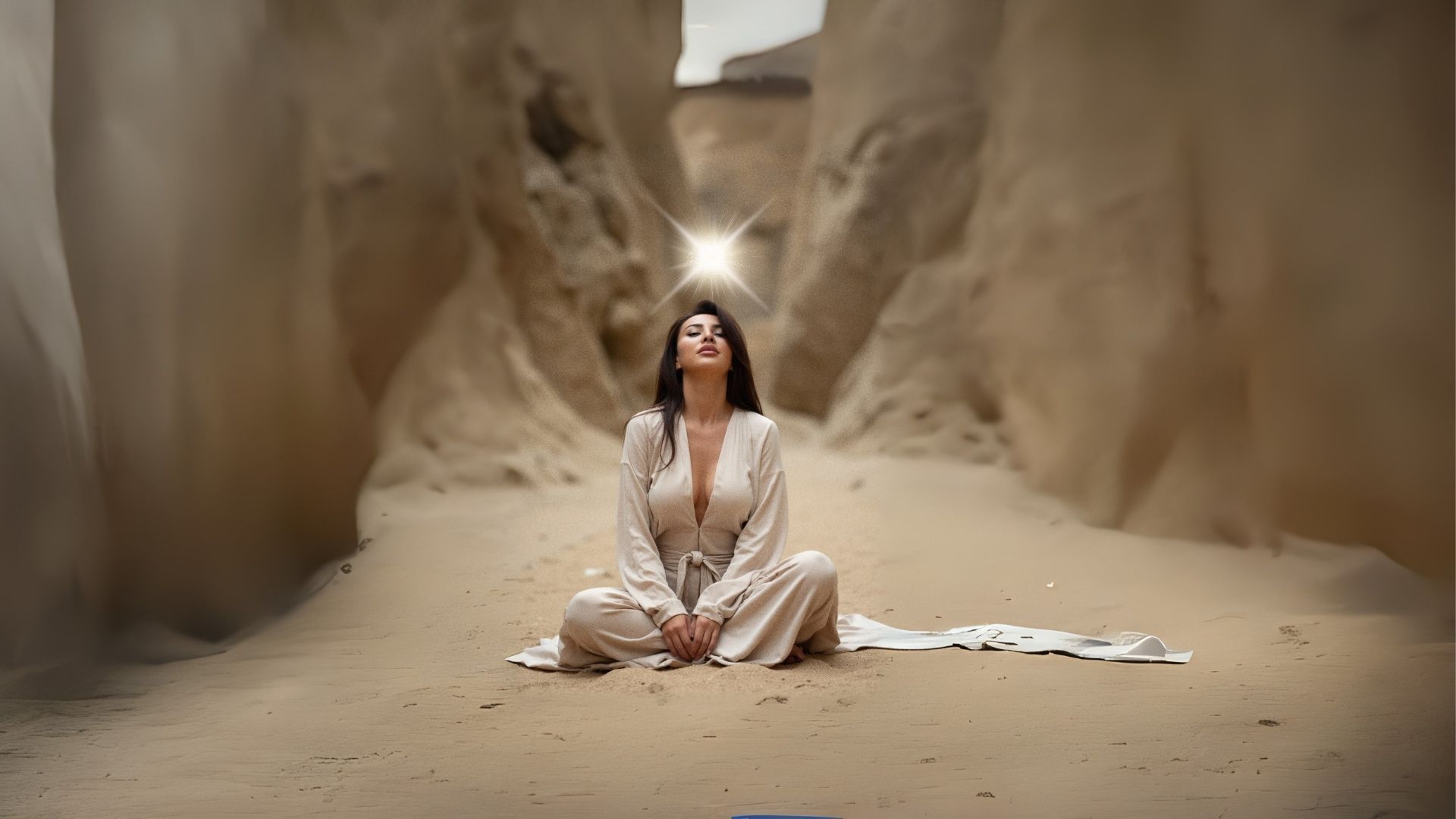 Meditation in desert canyon